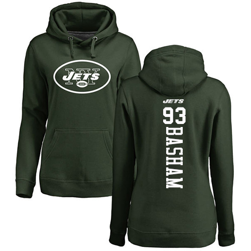 New York Jets Green Women Tarell Basham Backer NFL Football 93 Pullover Hoodie Sweatshirts